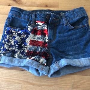 Jean sequined American Flag shorts
